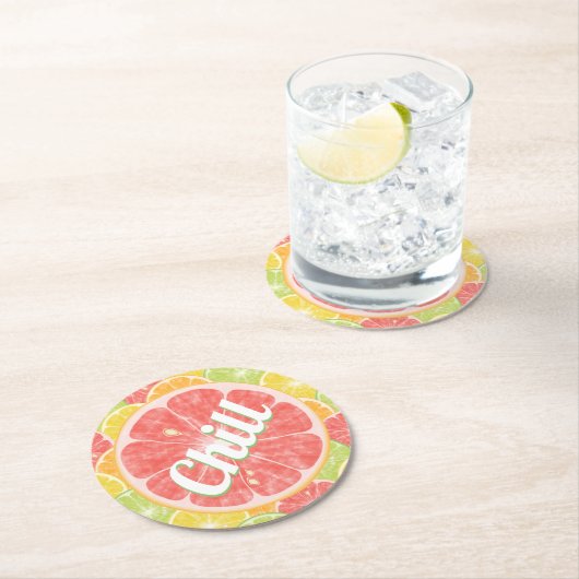 Grapefruit Citrus Slices Chill Runder Pappuntersetzer (Vor Ort)