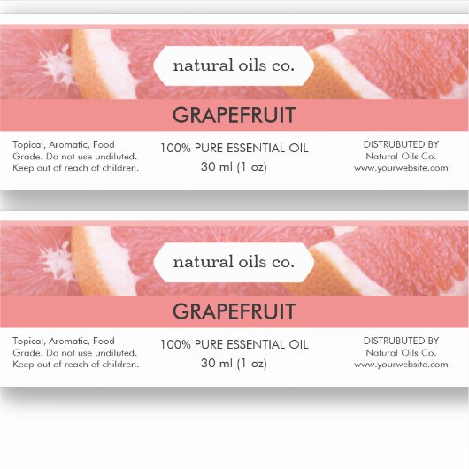 Grapefruit Essenzielle Öle Duftstoff Flaschenetike Aufkleber (Vorderseite)