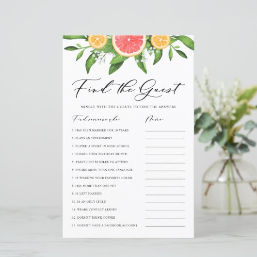 Grapefruit Finde Gast Brautparty Game (Stehend Vorderseite)