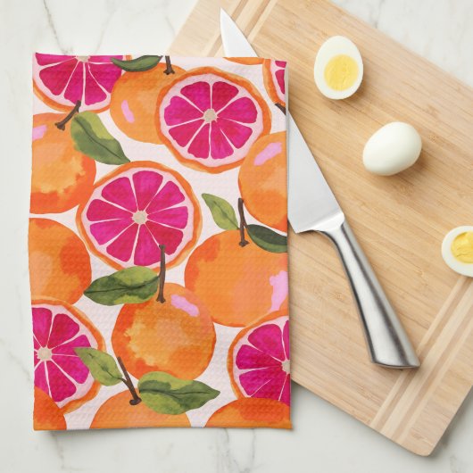 Grapefruit Geschirrtuch (Viertel Falte)