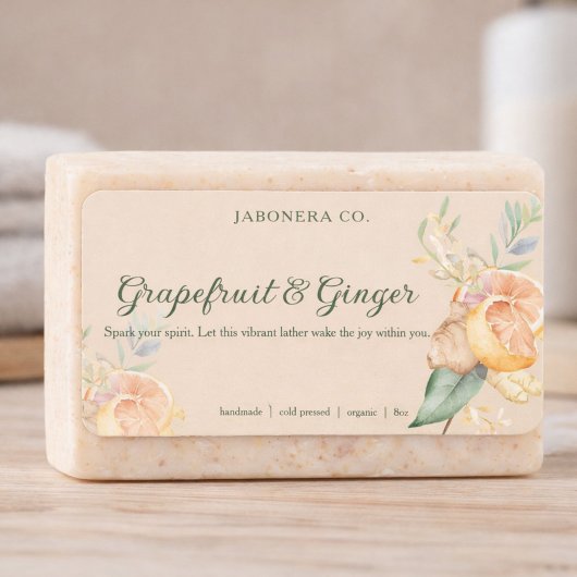 Grapefruit Ginger Handmade Soap Label Sticker Adressaufkleber