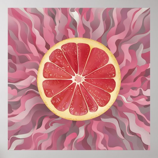 Grapefruit im rosa Hintergrund, lebhaft und frisch Poster (Vorne)