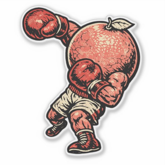 Grapefruit Knockout Puncher — Vintage Retro Boxer Aufkleber (Vorderseite)