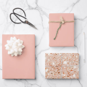 Grapefruit Pfirsich Glitter Brautparty Geschenkpapier Set