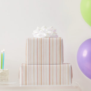 Grapefruit Pink Pfirsich Weiße Streifen Geburtstag Geschenkpapier