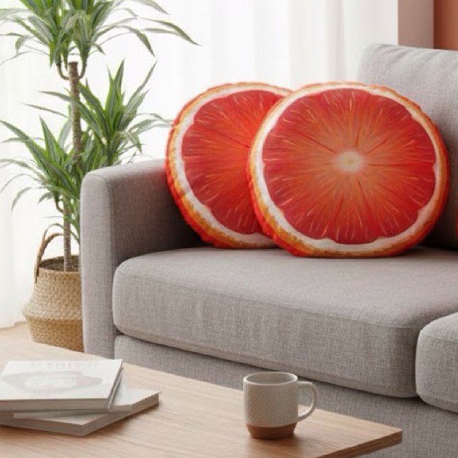 Grapefruit-Pomelo-Scheibe Rundes Kissen (Von Creator hochgeladen)