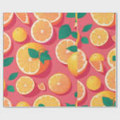 Grapefruit Retro Personalisiertes Muster Geschenkpapier (Flach)