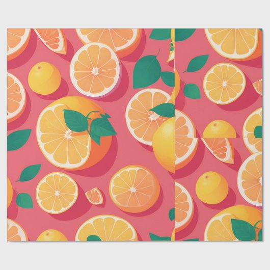 Grapefruit Retro Personalisiertes Muster Geschenkpapier (Flach)