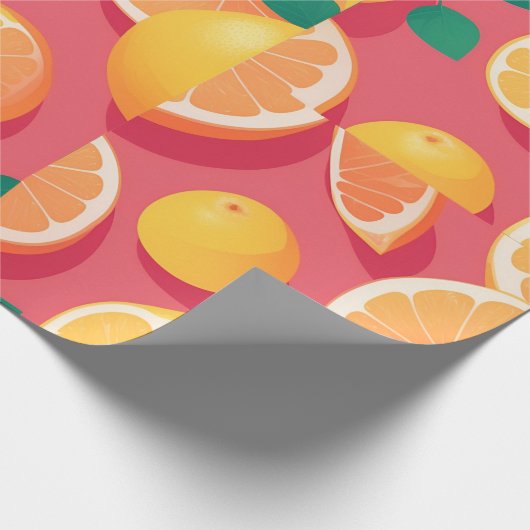 Grapefruit Retro Personalisiertes Muster Geschenkpapier (Ecke)