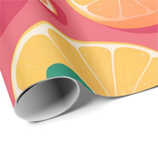 Grapefruit Retro Personalisiertes Muster Geschenkpapier (Rolleneckpunkt)