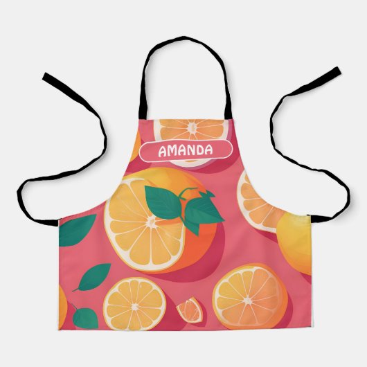 Grapefruit Retro Personalisiertes Muster Schürze (Vorderseite)