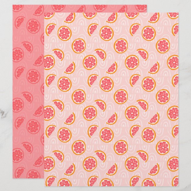 Grapefruit-Schrappbuch-Papier (Vorne/Hinten)