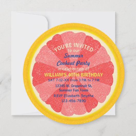 Grapefruit Slice Sommer Party Cookie oder Geburtst Einladung (Vorderseite)