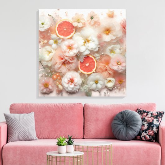 Grapefruit und Blume Abstrakt Leinwanddruck (Insitu (Wohnzimmer))