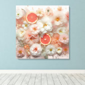 Grapefruit und Blume Abstrakt Leinwanddruck (Insitu (Holzboden))