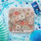 Grapefruit und Blume Abstrakt Pappteller (Party)