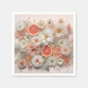 Grapefruit und Blume Abstrakt Serviette