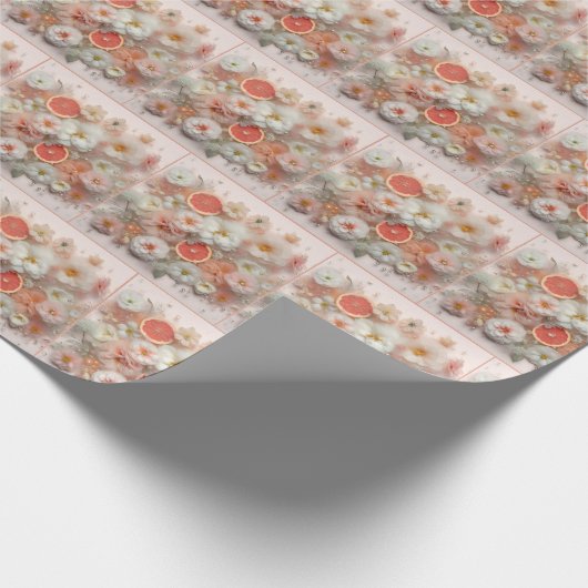 Grapefruit und Blume im Wasser Geschenkpapier (Ecke)