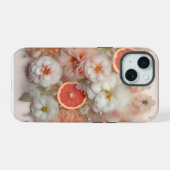 Grapefruit und Blume iPhone 15 Hülle (Rückseite (Horizontal))