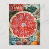Grapefruit und Blume Postkarte (Vorderseite)