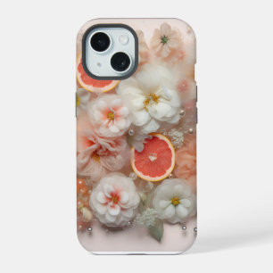 Grapefruit und Blumen iPhone 15 Hülle