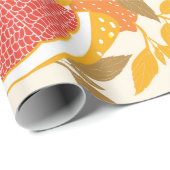 Grapefruit und halbierte Scheiben mit Blätter auf  Geschenkpapier (Rolleneckpunkt)