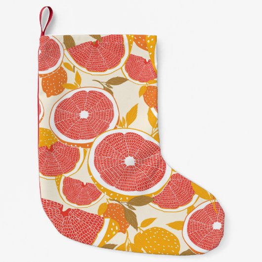 Grapefruit und halbierte Scheiben mit Blätter auf Kleiner Weihnachtsstrumpf (Vorderseite)