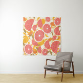 Grapefruit und halbierte Scheiben mit Blätter auf Wandteppich (Beispiel (Horizontal))