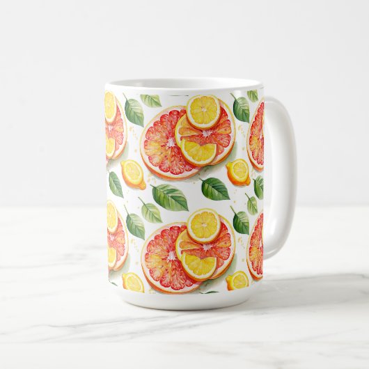 Grapefruit und Lemons Summer Vibes Kaffeetasse (VorderseiteRechts)