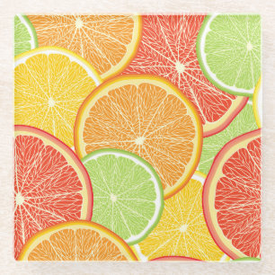 Grapefruit und orange abstrakter Hintergrund. Glasuntersetzer