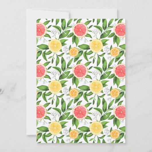 Grapefruit und Orange Summer Baby Sprinkle Einladung (Rückseite)