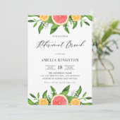 Grapefruit und Orange Summer Retirement Brunch Einladung (Stehend Vorderseite)