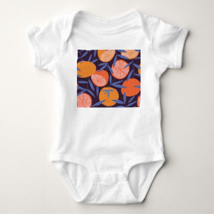 Grapefruit Vintag, tropisches Fruchtmuster. Baby Strampler