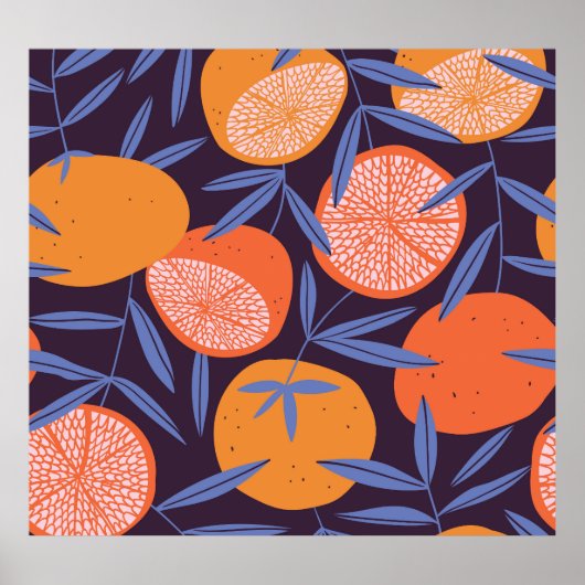 Grapefruit Vintag, tropisches Fruchtmuster. Poster (Vorne)