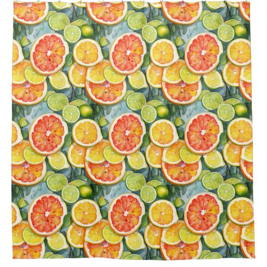 Grapefruit, Zitronen, Limonen und Orangen Citrus Duschvorhang (Vorderseite)