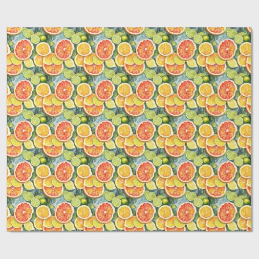 Grapefruit, Zitronen, Limonen und Orangen Citrus Geschenkpapier (Flach)