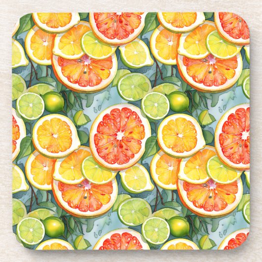 Grapefruit, Zitronen, Limonen und Orangen Citrus Getränkeuntersetzer (Vorderseite)