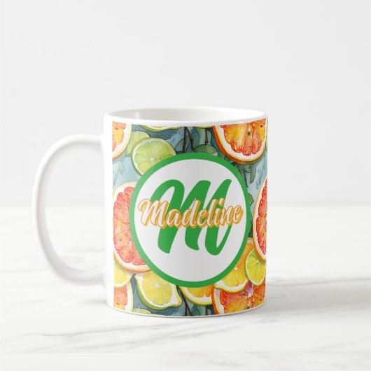 Grapefruit, Zitronen, Limonen und Orangen Citrus Kaffeetasse (Links)