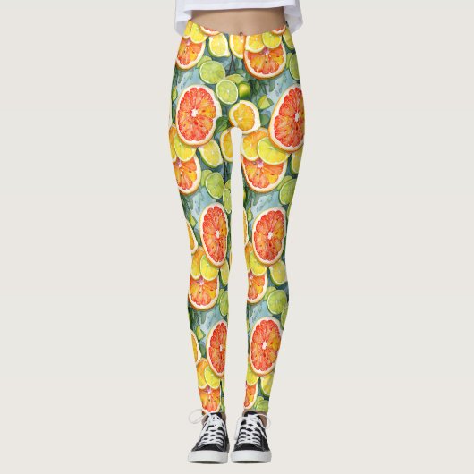 Grapefruit, Zitronen, Limonen und Orangen Citrus Leggings (Vorderseite)