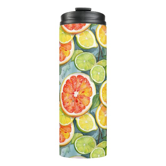 Grapefruit, Zitronen, Limonen und Orangen Citrus Thermosbecher (Vorderseite)