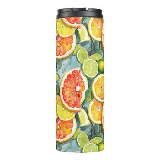 Grapefruit, Zitronen, Limonen und Orangen Citrus Thermosbecher (Rückseite)