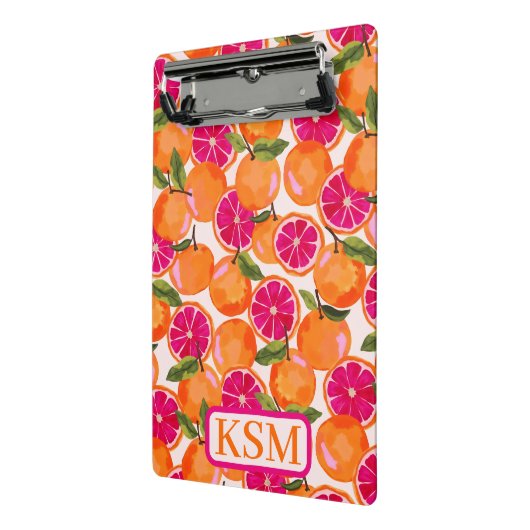 Grapefruitfarbenmonogramm Mini Klemmbrett (Gewinkelt2)