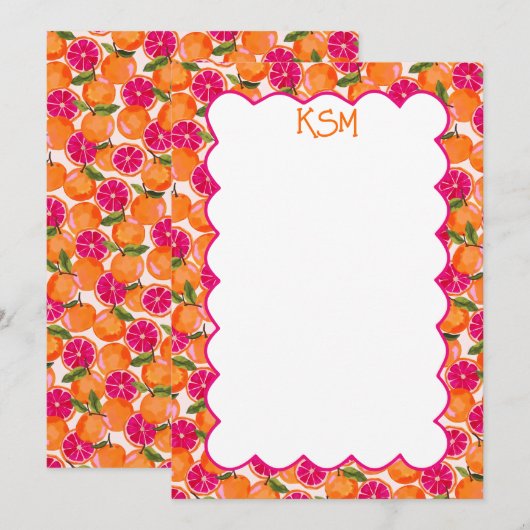 Grapefruitmonogramm Einladung (Vorne/Hinten)