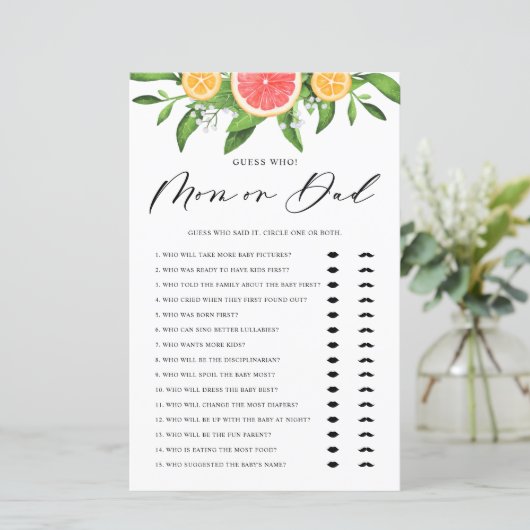 Grapefruits Ratgeber, wer Mama oder Vater Baby Sho (Stehend Vorderseite)