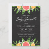 Grapefruits und Orangen Chalkboard Baby Sprinkle Einladung (Vorderseite)