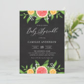Grapefruits und Orangen Chalkboard Baby Sprinkle Einladung (Stehend Vorderseite)