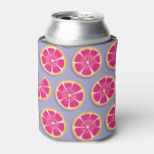 Grapefruitscheiben, lila Muster. Dosenkühler (Kanne Vorderseite)