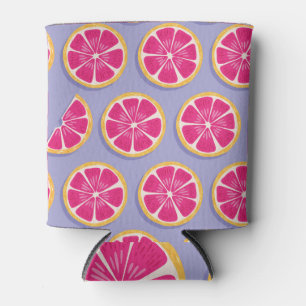 Grapefruitscheiben, lila Muster. Dosenkühler