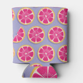 Grapefruitscheiben, lila Muster. Dosenkühler (Rückseite)