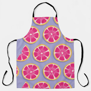 Grapefruitscheiben, lila Muster. Schürze